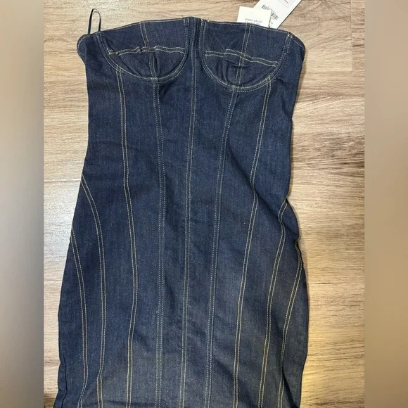 ZARA ZW DENIM MIDI DRESS Size L - Picture 7 of 12